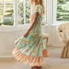 image:imageRVivimos Womens Summer Boho Floral Print V Neck Flowy DressAqua