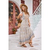 image:imageRVivimos Womens Summer Boho Floral Print V Neck Flowy DressBeige