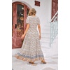image:imageRVivimos Womens Summer Boho Floral Print V Neck Flowy DressBeige