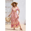 image:imageRVivimos Womens Summer Boho Floral Print V Neck Flowy DressBlush