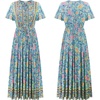 image:imageRVivimos Womens Summer Boho Floral Print V Neck Flowy DressGreen