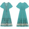 image:imageRVivimos Womens Summer Boho Floral Print V Neck Flowy DressGreen3