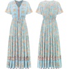 image:imageRVivimos Womens Summer Boho Floral Print V Neck Flowy DressLightblue