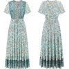 image:imageRVivimos Womens Summer Boho Floral Print V Neck Flowy DressLightgreen