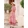 image:imageRVivimos Womens Summer Boho Floral Print V Neck Flowy DressLightpink