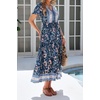 image:imageRVivimos Womens Summer Boho Floral Print V Neck Flowy DressNavy Blue