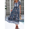 image:imageRVivimos Womens Summer Boho Floral Print V Neck Flowy DressNavy Blue