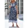 image:imageRVivimos Womens Summer Boho Floral Print V Neck Flowy DressNavy Blue