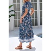 image:imageRVivimos Womens Summer Boho Floral Print V Neck Flowy DressNavy Blue
