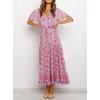 image:imageRVivimos Womens Summer Boho Floral Print V Neck Flowy DressPink