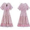 image:imageRVivimos Womens Summer Boho Floral Print V Neck Flowy DressPink