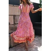 image:imageRVivimos Womens Summer Boho Floral Print V Neck Flowy DressPinkorange