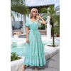 image:imageRVivimos Womens Summer Boho Floral Print V Neck Flowy DressSagegreen