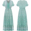 image:imageRVivimos Womens Summer Boho Floral Print V Neck Flowy DressSagegreen
