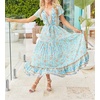 image:imageRVivimos Womens Summer Boho Floral Print V Neck Flowy DressSkyblue