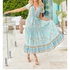 image:imageRVivimos Womens Summer Boho Floral Print V Neck Flowy DressSkyblue