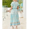 image:imageRVivimos Womens Summer Boho Floral Print V Neck Flowy DressSkyblue
