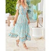 image:imageRVivimos Womens Summer Boho Floral Print V Neck Flowy DressSkyblue
