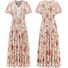 image:imageRVivimos Womens Summer Boho Floral Print V Neck Flowy DressWhite