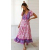 image:imageRVivimos Womens Summer Boho Floral Print V Neck Flowy DressWhitepink