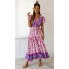 image:imageRVivimos Womens Summer Boho Floral Print V Neck Flowy DressWhitepink