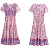 image:imageRVivimos Womens Summer Boho Floral Print V Neck Flowy DressWhitepink