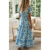 image:imageRVivimos Womens Summer Boho Floral Print V Neck Flowy DressWhiteskyblue