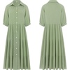 image:imageRVivimos Womens Summer Cotton Button Down Midi Dress with PocketsBean Green