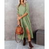 image:imageRVivimos Womens Summer Cotton Button Down Midi Dress with PocketsBean Green