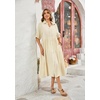 image:imageRVivimos Womens Summer Cotton Button Down Midi Dress with PocketsBeige