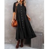 image:imageRVivimos Womens Summer Cotton Button Down Midi Dress with PocketsBlack