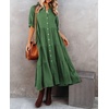 image:imageRVivimos Womens Summer Cotton Button Down Midi Dress with PocketsDarkgreen