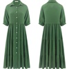 image:imageRVivimos Womens Summer Cotton Button Down Midi Dress with PocketsDarkgreen