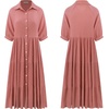 image:imageRVivimos Womens Summer Cotton Button Down Midi Dress with PocketsDusty Pink