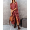 image:imageRVivimos Womens Summer Cotton Button Down Midi Dress with PocketsFirebrick