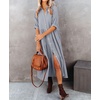 image:imageRVivimos Womens Summer Cotton Button Down Midi Dress with PocketsGray