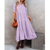 image:imageRVivimos Womens Summer Cotton Button Down Midi Dress with PocketsLight Purple