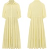 image:imageRVivimos Womens Summer Cotton Button Down Midi Dress with PocketsLight Yellow