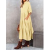 image:imageRVivimos Womens Summer Cotton Button Down Midi Dress with PocketsLight Yellow