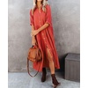 image:imageRVivimos Womens Summer Cotton Button Down Midi Dress with PocketsOrange