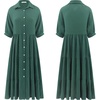 image:imageRVivimos Womens Summer Cotton Button Down Midi Dress with PocketsPine Green