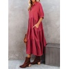 image:imageRVivimos Womens Summer Cotton Button Down Midi Dress with PocketsRustred