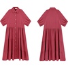 image:imageRVivimos Womens Summer Cotton Button Down Midi Dress with PocketsRustred