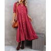 image:imageRVivimos Womens Summer Cotton Button Down Midi Dress with PocketsRustred