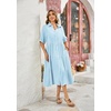 image:imageRVivimos Womens Summer Cotton Button Down Midi Dress with PocketsSkyblue