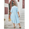 image:imageRVivimos Womens Summer Cotton Button Down Midi Dress with PocketsSkyblue