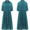 image:imageRVivimos Womens Summer Cotton Button Down Midi Dress with PocketsTeal