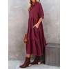 image:imageRVivimos Womens Summer Cotton Button Down Midi Dress with PocketsWine Red