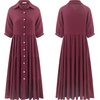 image:imageRVivimos Womens Summer Cotton Button Down Midi Dress with PocketsWine Red