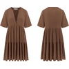 image:imageRVivimos Womens Summer Cotton Loose Casual Tunic Mini DressBrown